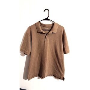 LLBean Mens Traditional Fit Short Sleeve Brown/TAN Polo Shirt Size L